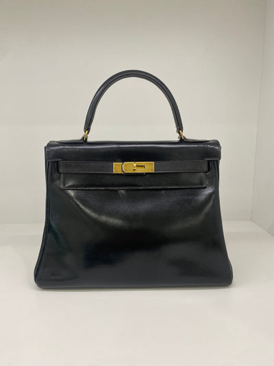 Hermès Kelly 28 Black Box Leather *Vintage*
