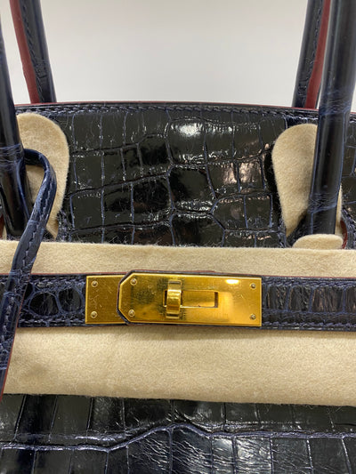 Hermes Birkin 35 Blue Marine Crocodile GHW