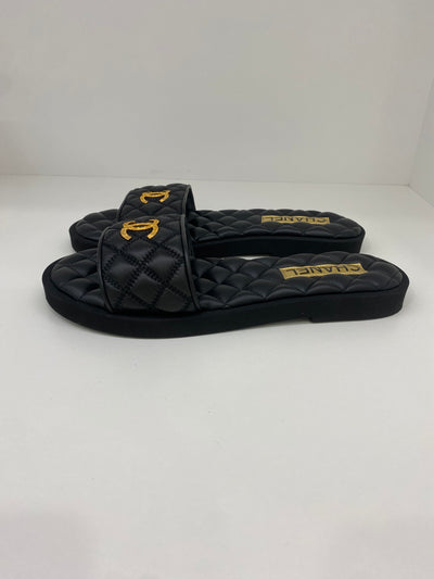 Chanel Padded Slides Black GHW Size 40