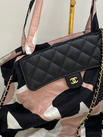 Chanel Jersey Fabric Quilted Foldable Tote with Chain GHW