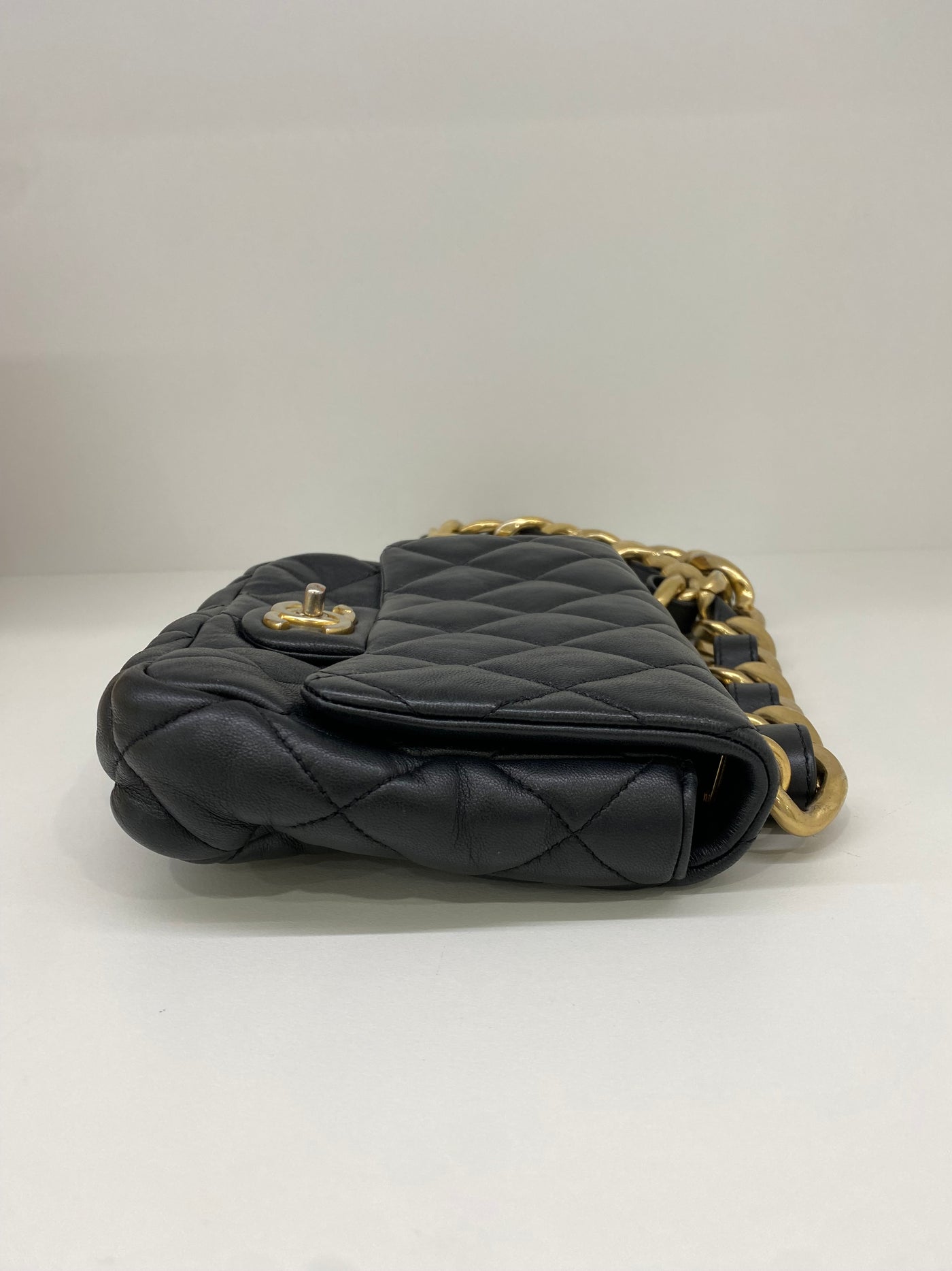 Chanel Square Shoulder Bag Black GHW (microchip)