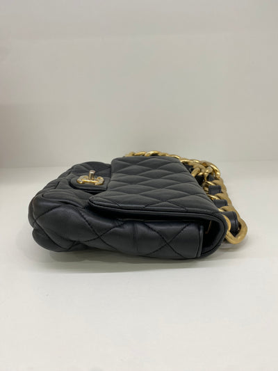 Chanel Square Shoulder Bag Black GHW (microchip)