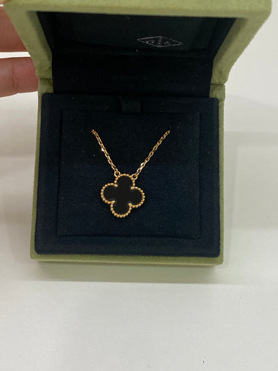 Van Cleef & Arpels Vintage Alhambra Pendant Onyx & Gold