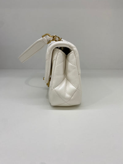 Chanel White Mini with Gold CC microchip