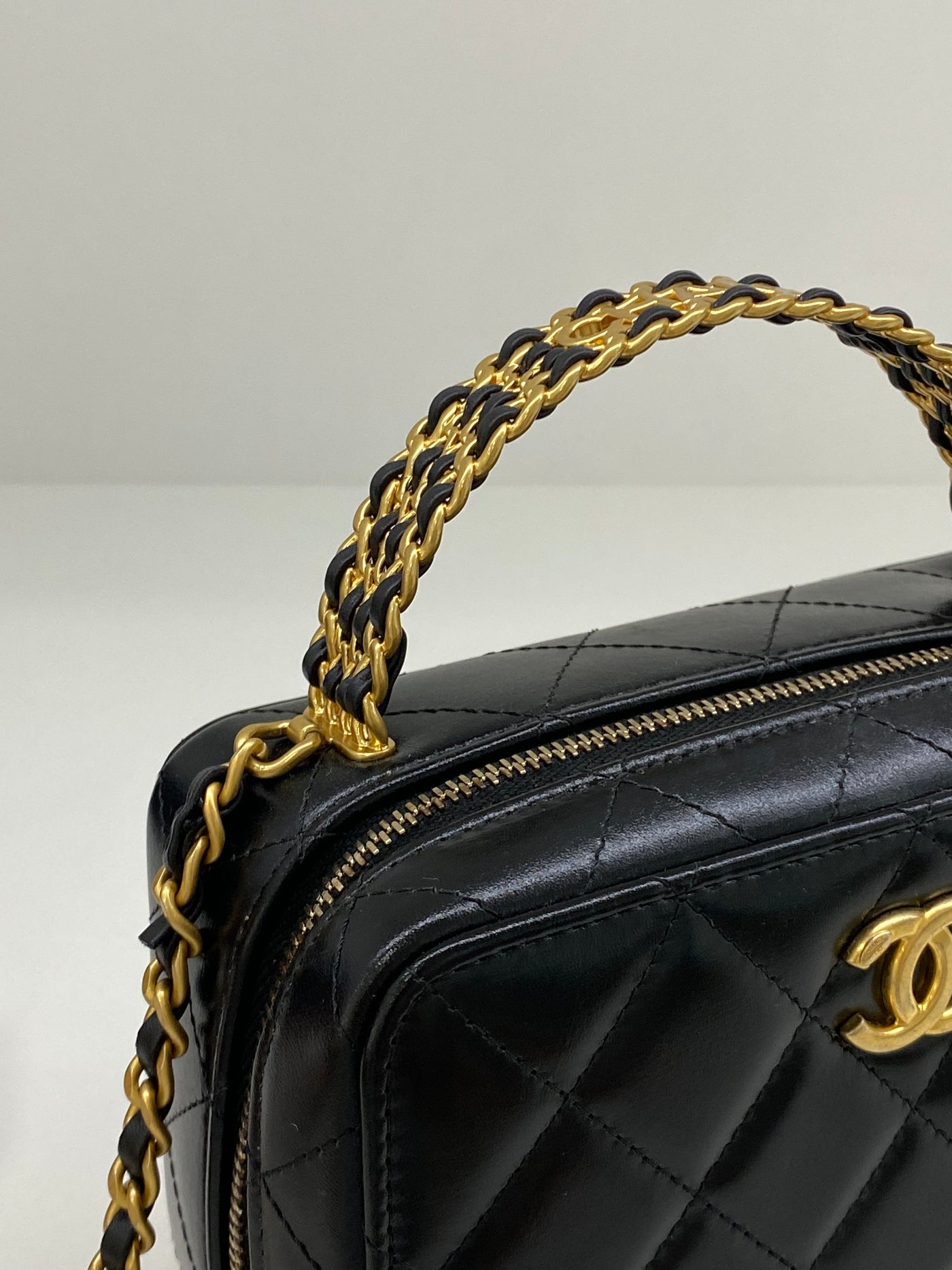 Chanel Vanity Top Handle Black Lambskin