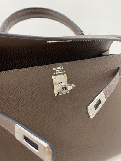 Hermes Kelly 25 Sellier Epsom Ecorce PHW