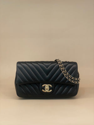 Chanel Chevron Flap Small Black Lambskin CGHW