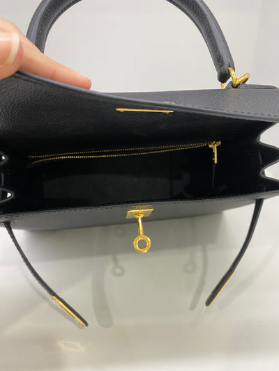 Hermès Kelly 25 Sellier Noir GHW