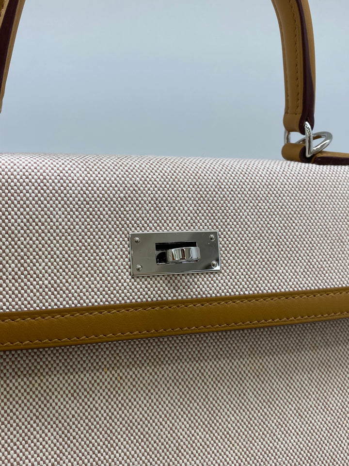Hermes Kelly 28 Sellier Beige/Sesame Canvas PHW – PH Luxury