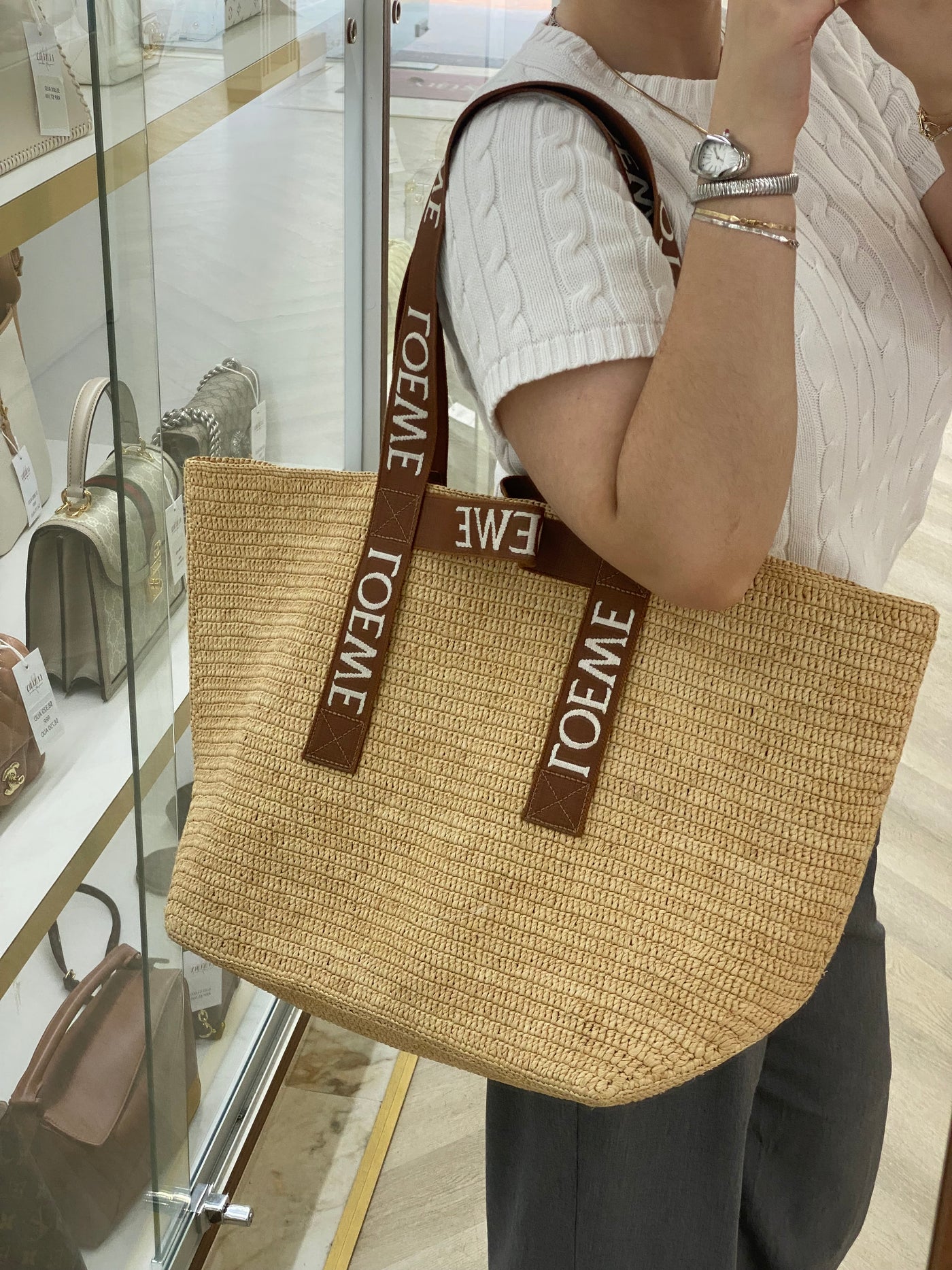 Loewe Raffia Tote Large