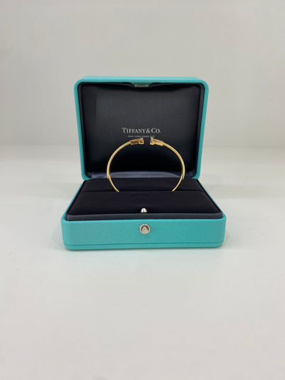 Tiffany & Co. T Diamond Wire Bracelet Yellow Gold size Small