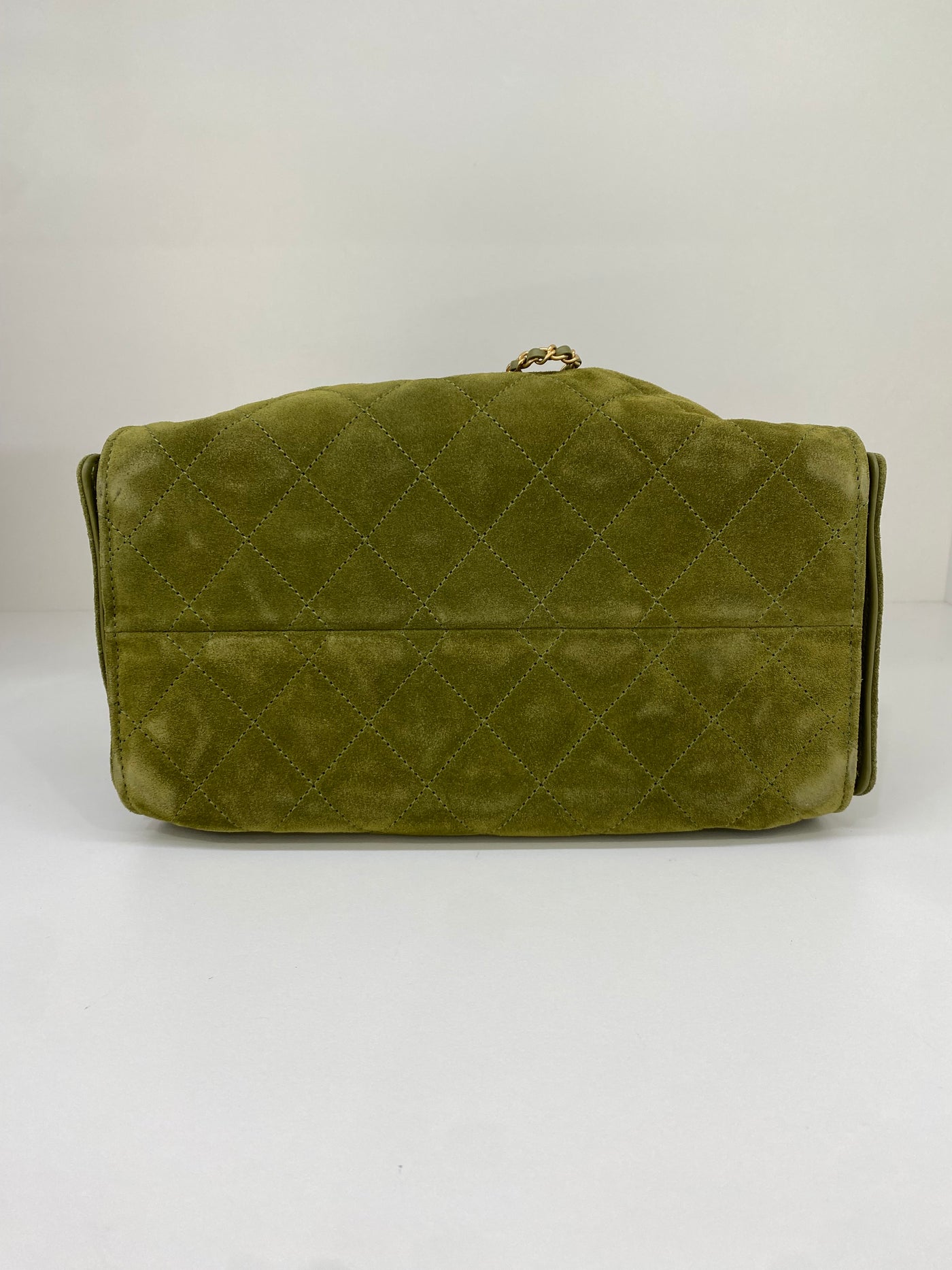 Chanel 25 Bag Small Olive Green Suede GHW