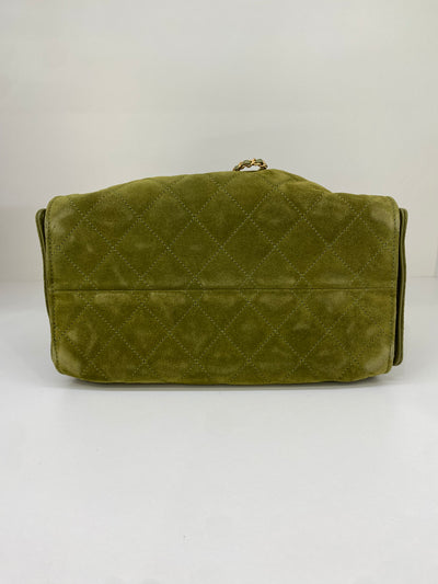 Chanel 25 Bag Small Olive Green Suede GHW