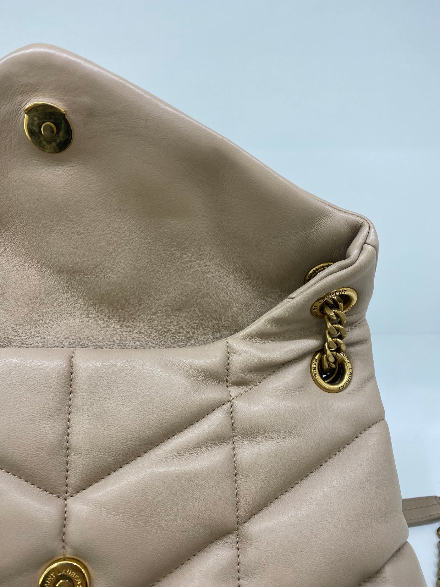 Saint Laurent Puffer Small Napa Beige GHW