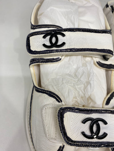 Chanel Dad Sandals Black & White Size 37.5