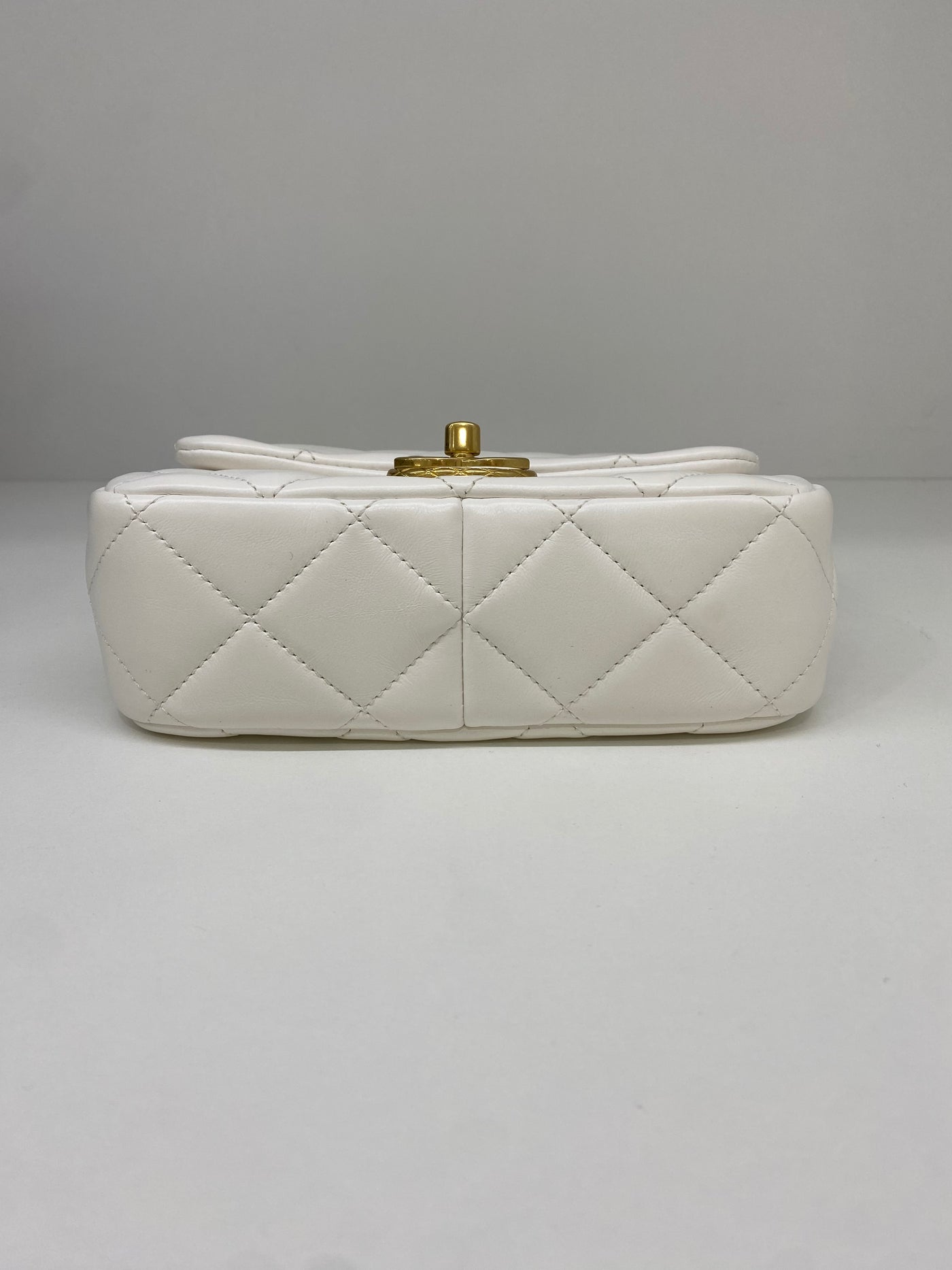 Chanel White Mini with Gold CC microchip