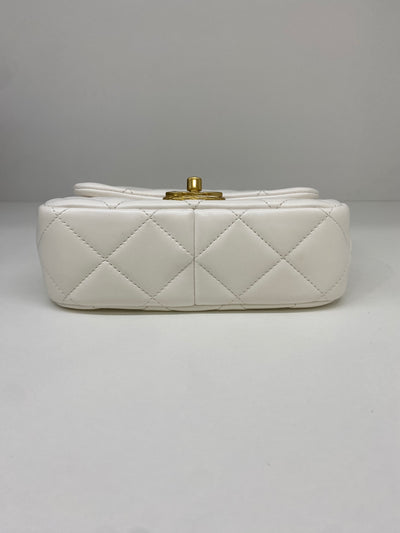 Chanel White Mini with Gold CC microchip