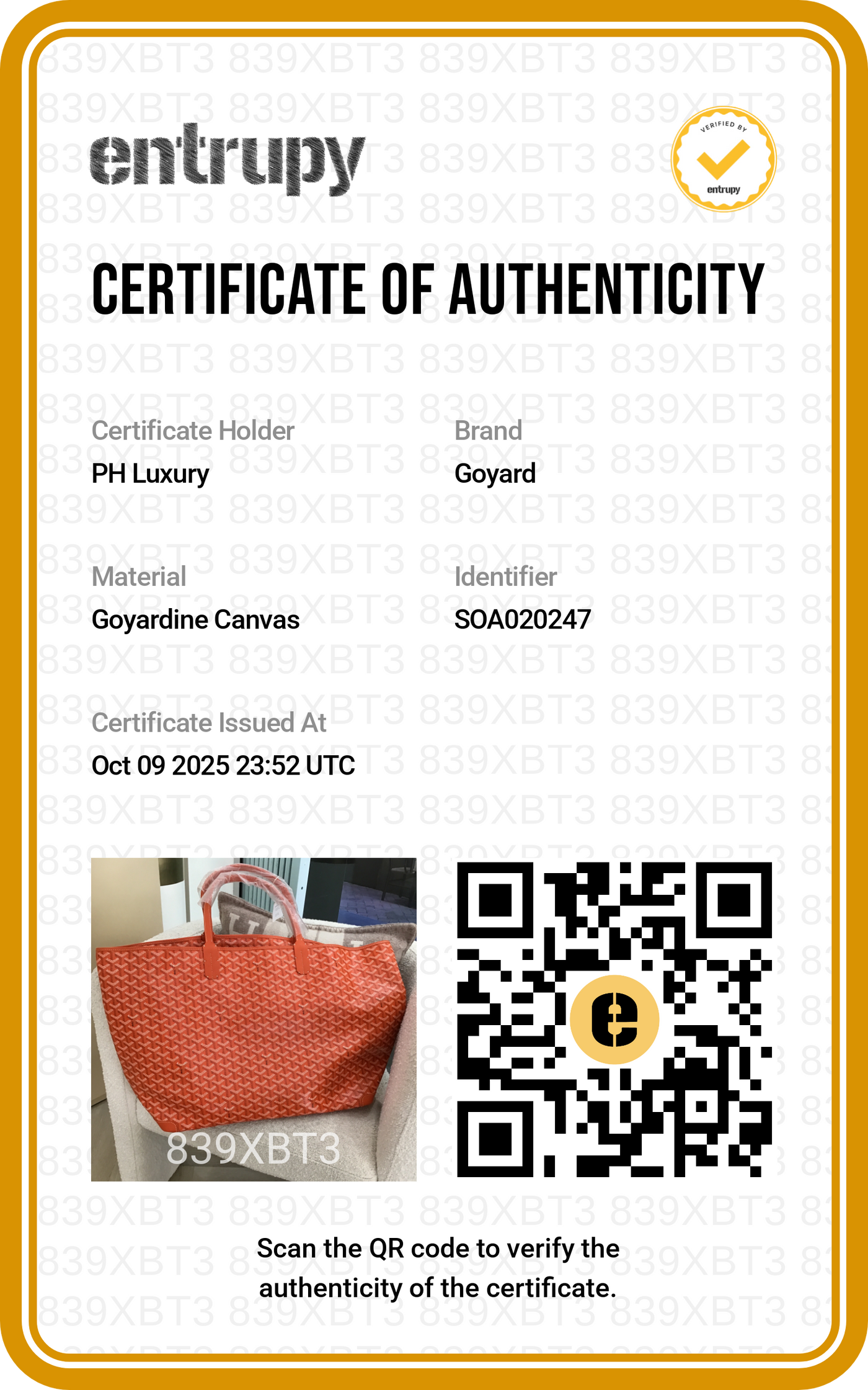 Goyard St Louis Tote Orange GM