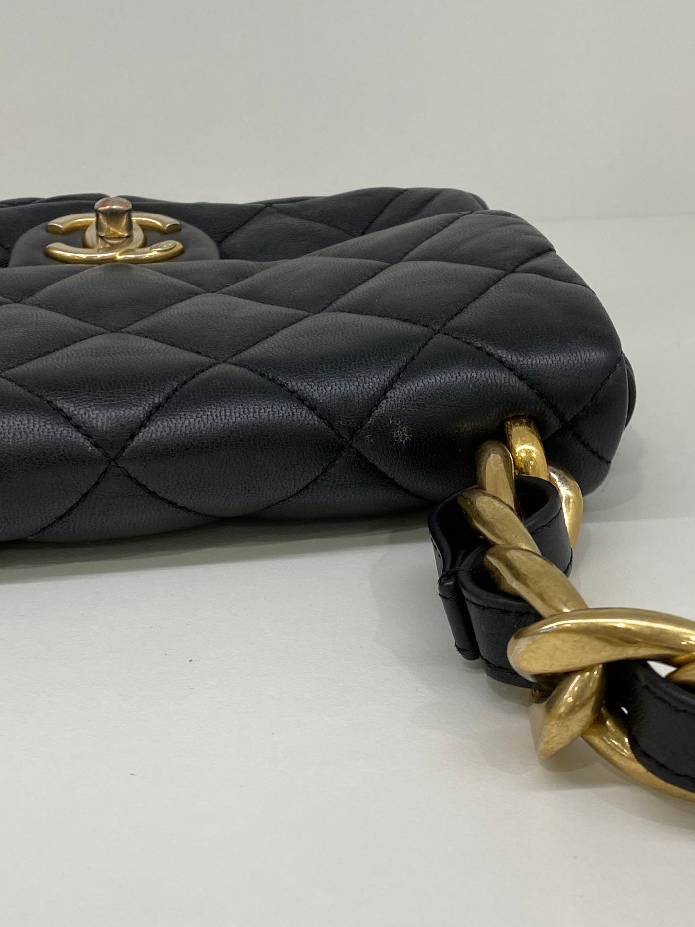 Chanel Square Shoulder Bag Black GHW (microchip)