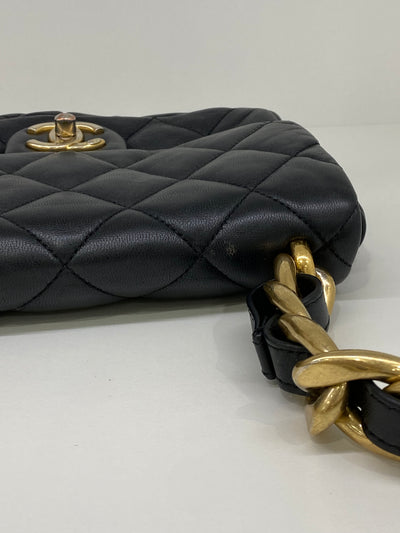 Chanel Square Shoulder Bag Black GHW (microchip)