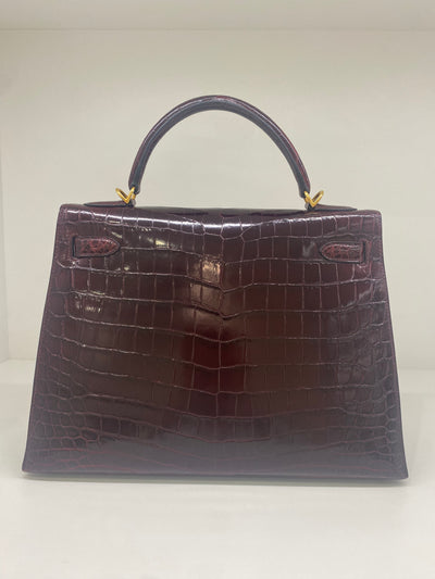 Hermes Kelly 32 - Shiny Alligator Bordeaux GHW 2014