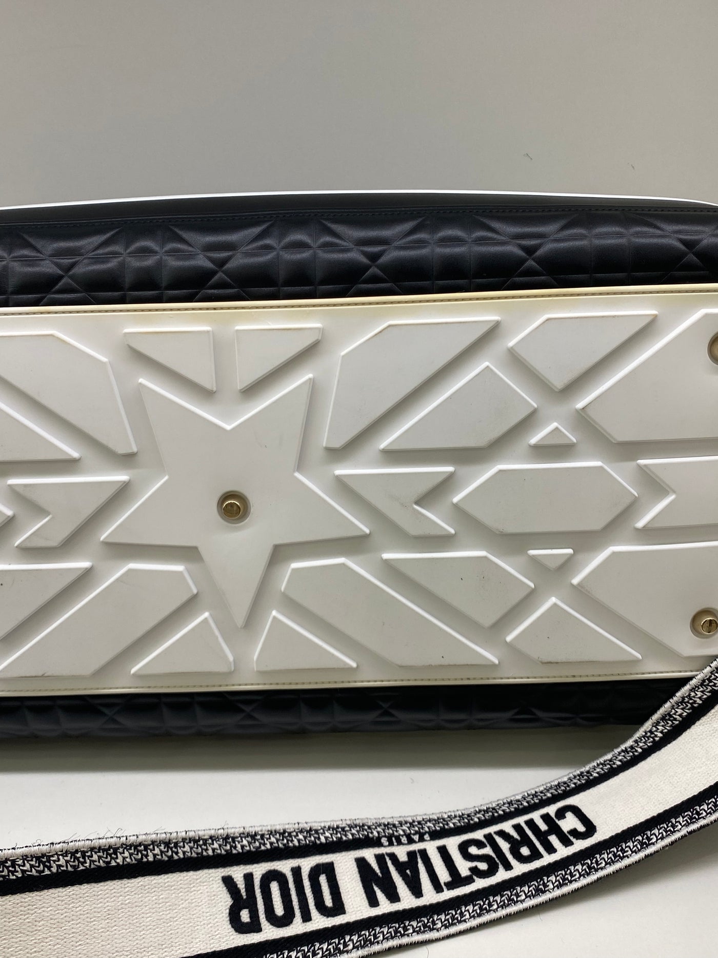 Dior Quilted Bowling Bag Luggage / White & Black