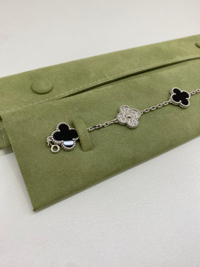 Van Cleef & Arpels 5 Motif Alhambra Bracelet - Onyx & Diamonds