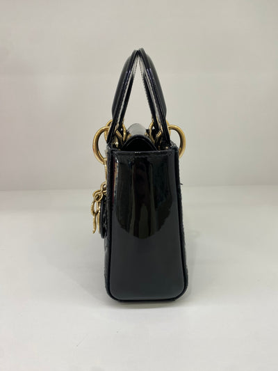 Dior Lady Dior Mini Black Patent GHW