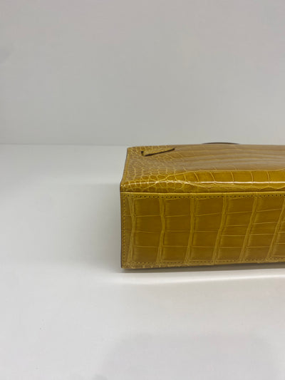 Hermes Kelly Pochette - Amber GHW - Shiny Alligator 2018