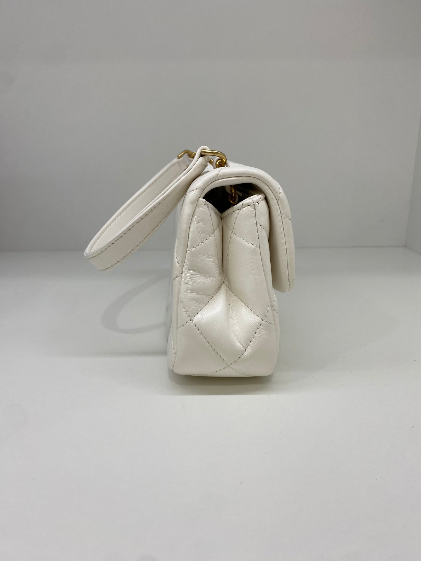Chanel White Mini with Gold CC microchip
