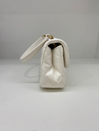 Chanel White Mini with Gold CC microchip