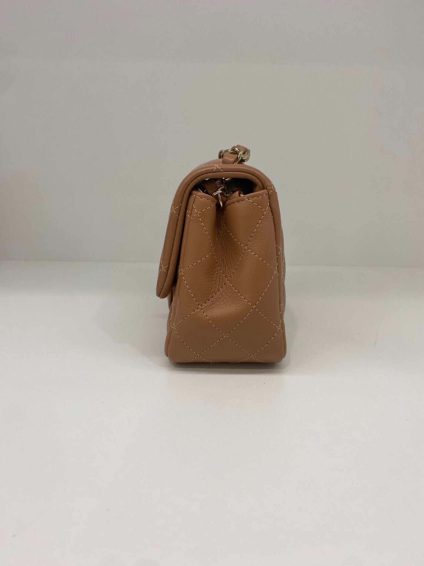Chanel Mini Square Flap Brown Lambskin GHW