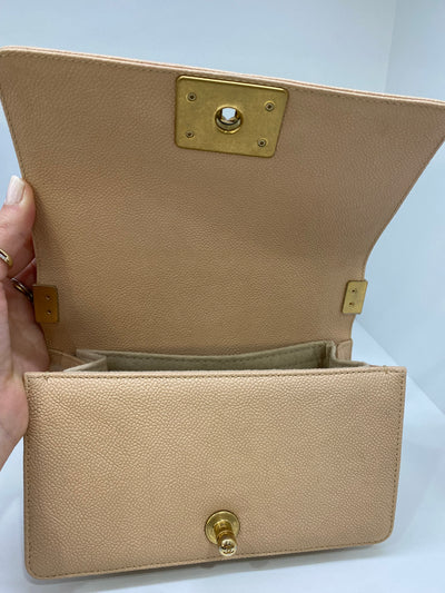 Chanel Small Boy Bag Beige GHW