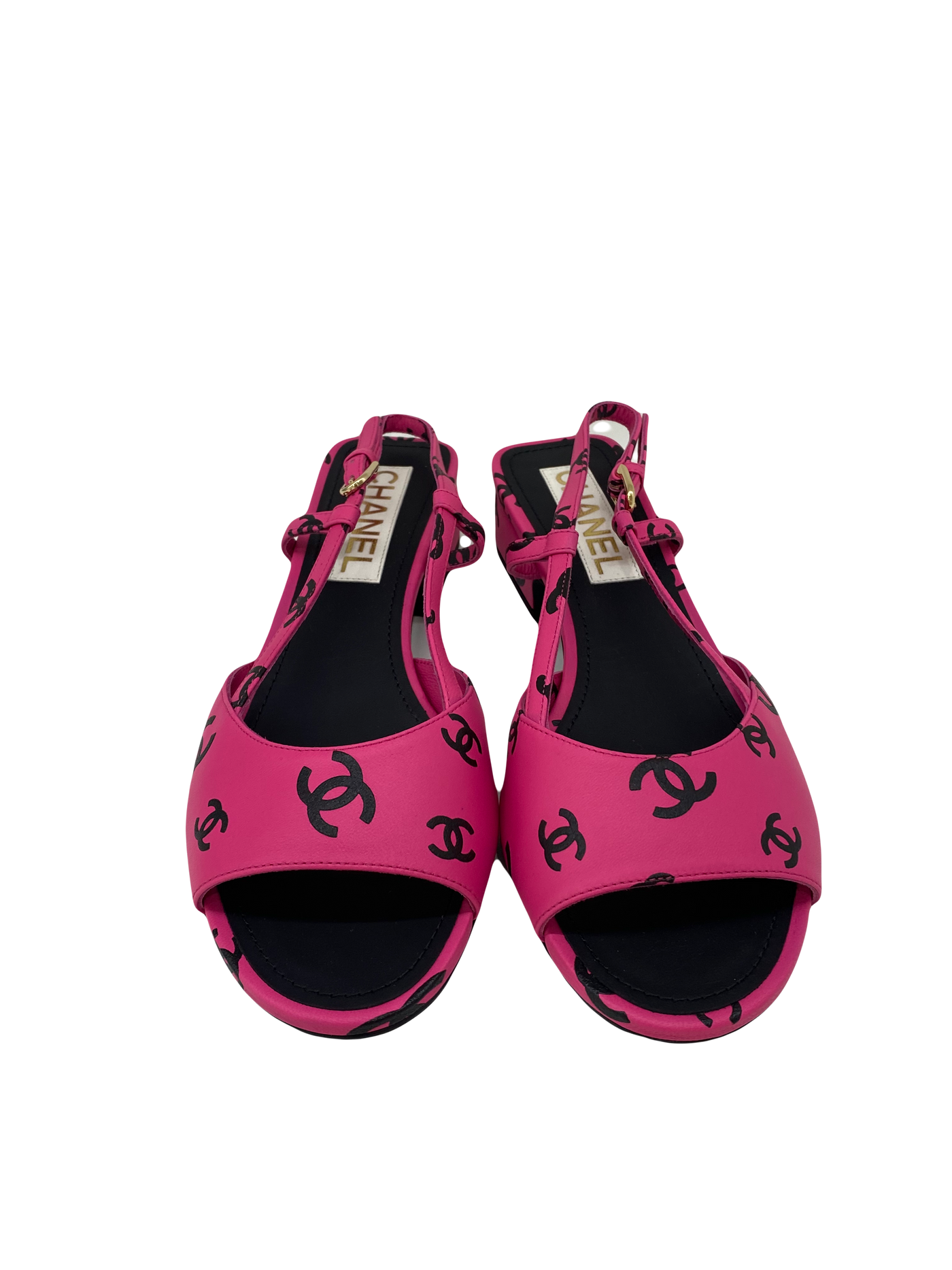 Chanel Slingbacks Pink and Black Size 38C