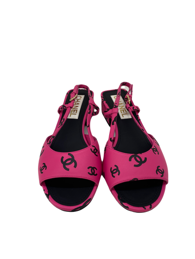 Chanel Slingbacks Pink and Black Size 38C