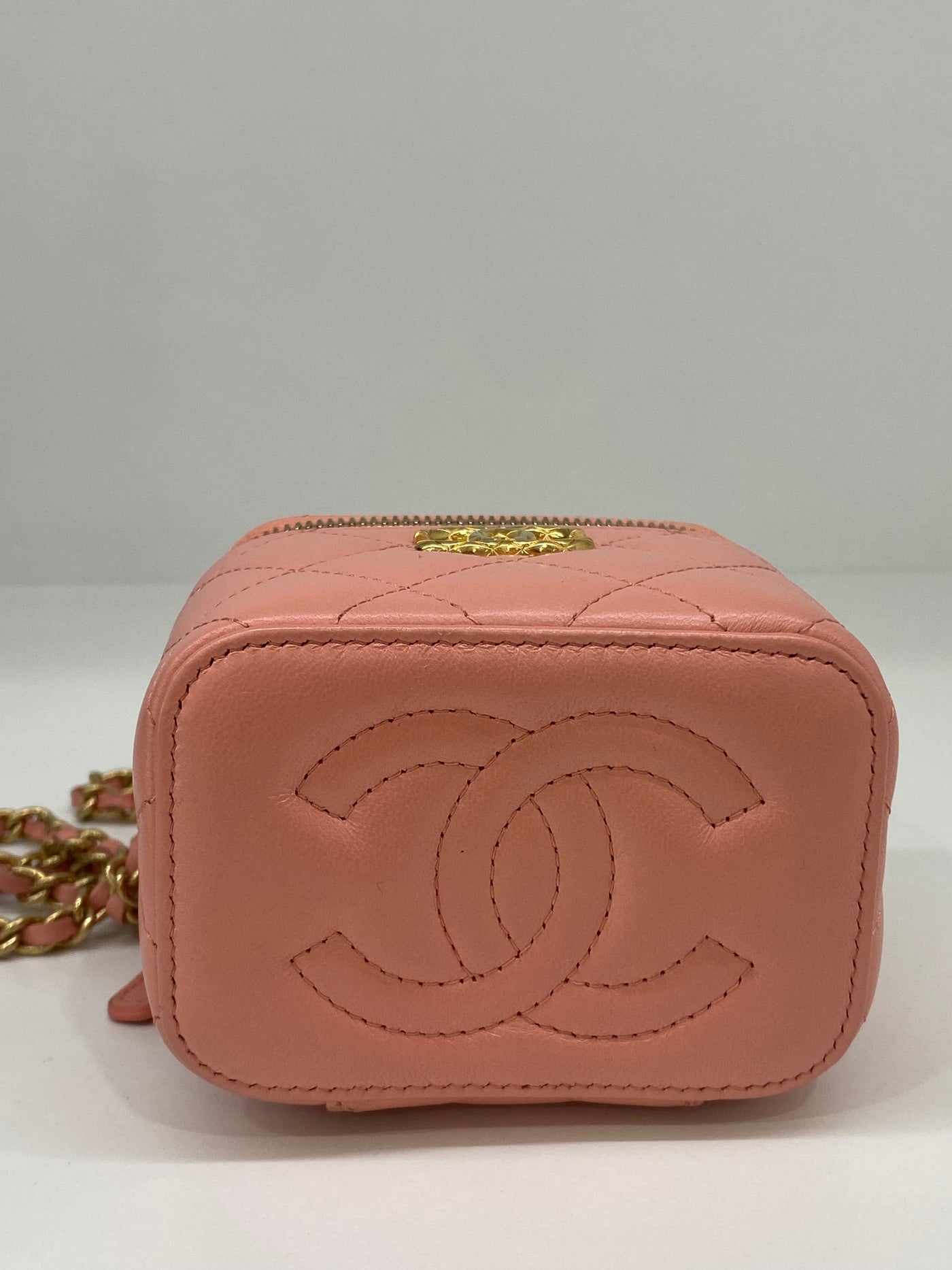 Chanel Mini Vanity Case Peach GHW