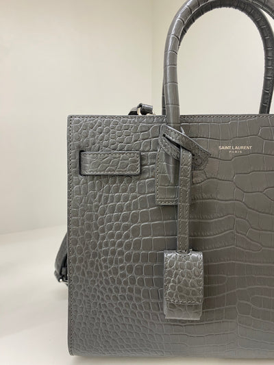 Saint Laurent Sac De Jour Small Grey Croc
