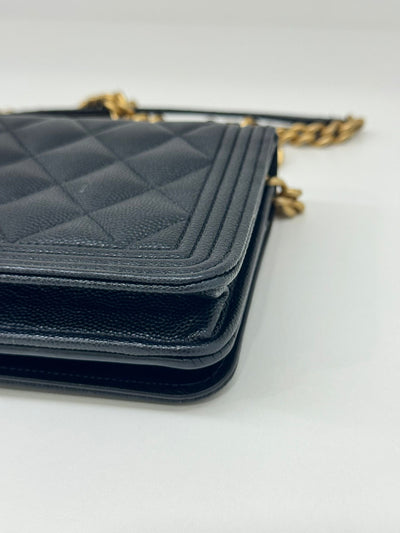 Chanel Boy WOC Black Caviar GHW (microchipped)
