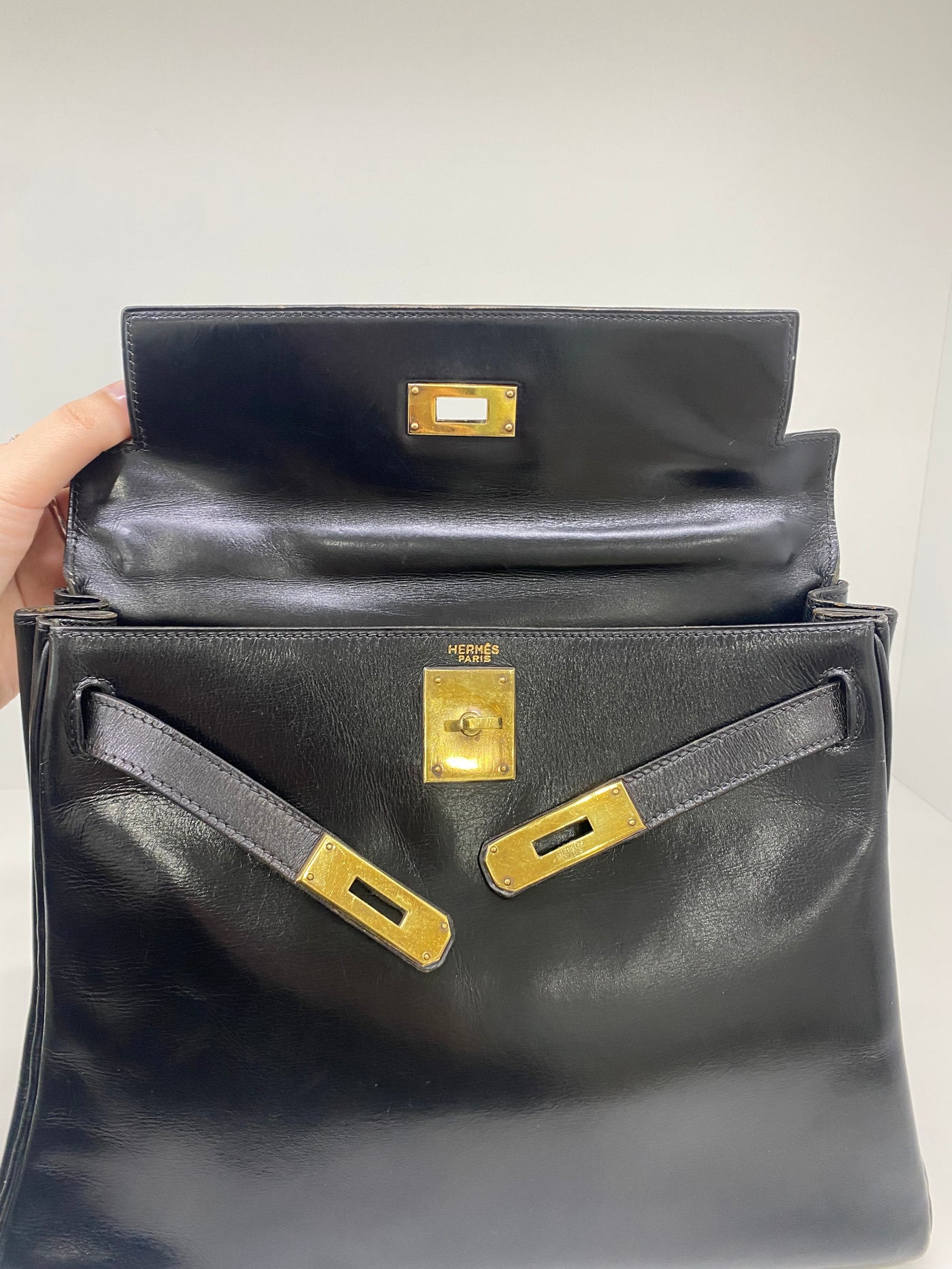 Hermès Kelly 28 Black Box Leather *Vintage*