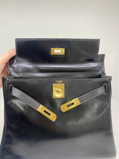 Hermès Kelly 28 Black Box Leather *Vintage*