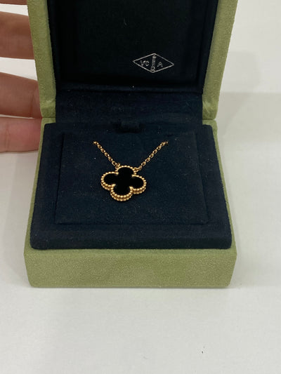 Van Cleef & Arpels Vintage Alhambra Pendant Onyx & Gold