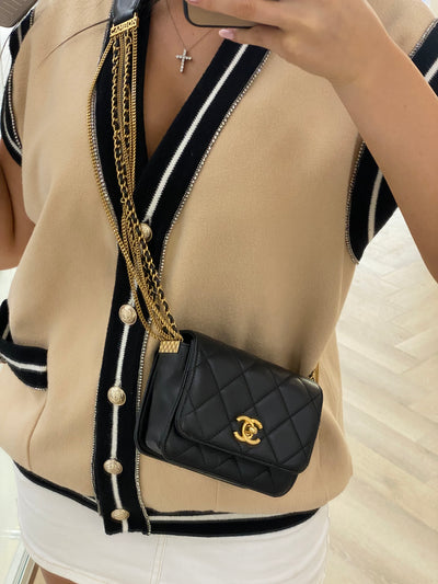 Chanel Mini Classic Chain Detail Black GHW