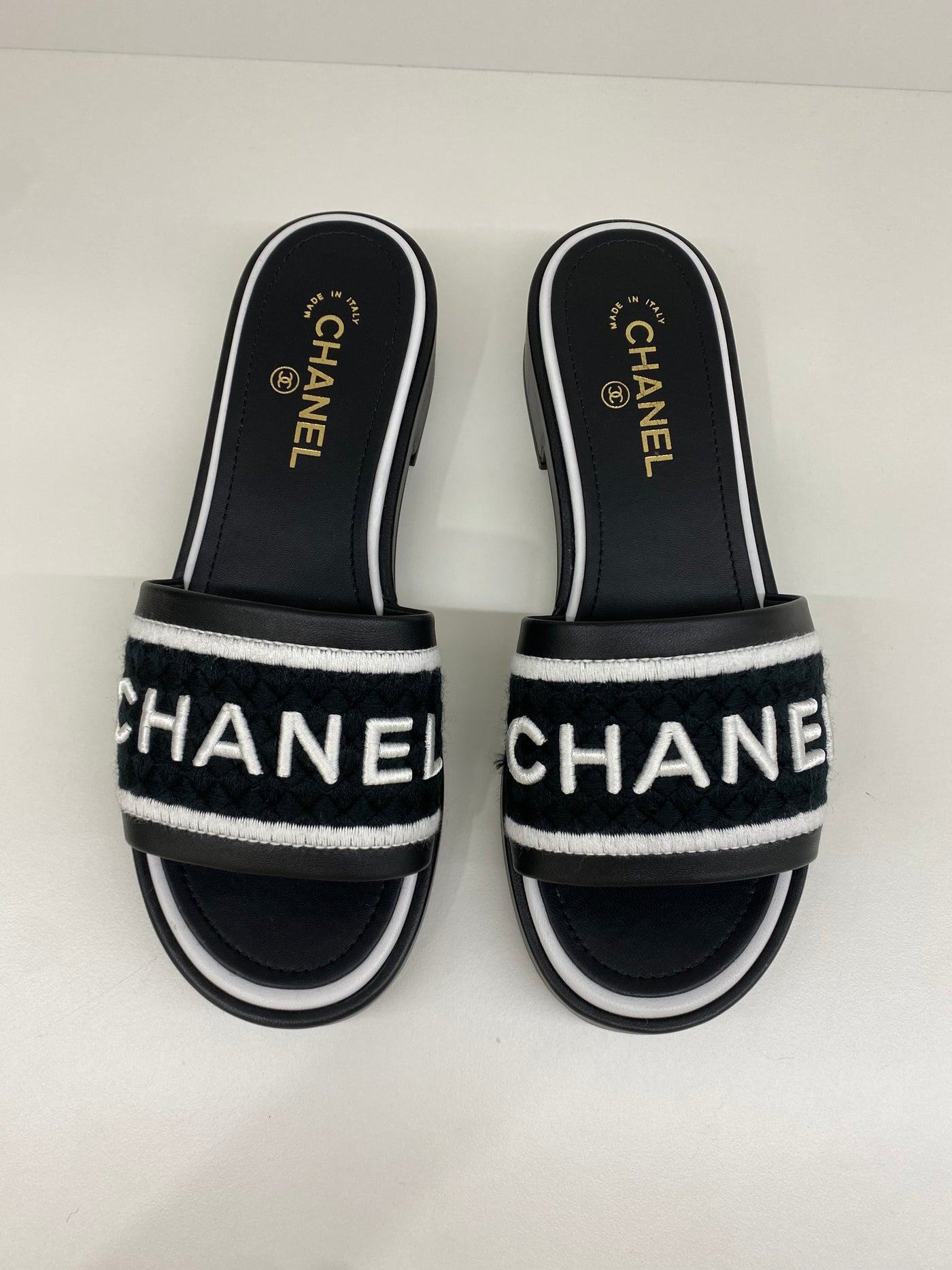 Chanel Black/White Mule - Size 40.5