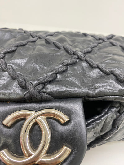 Chanel Large Quilted Detail Black Flap Bag