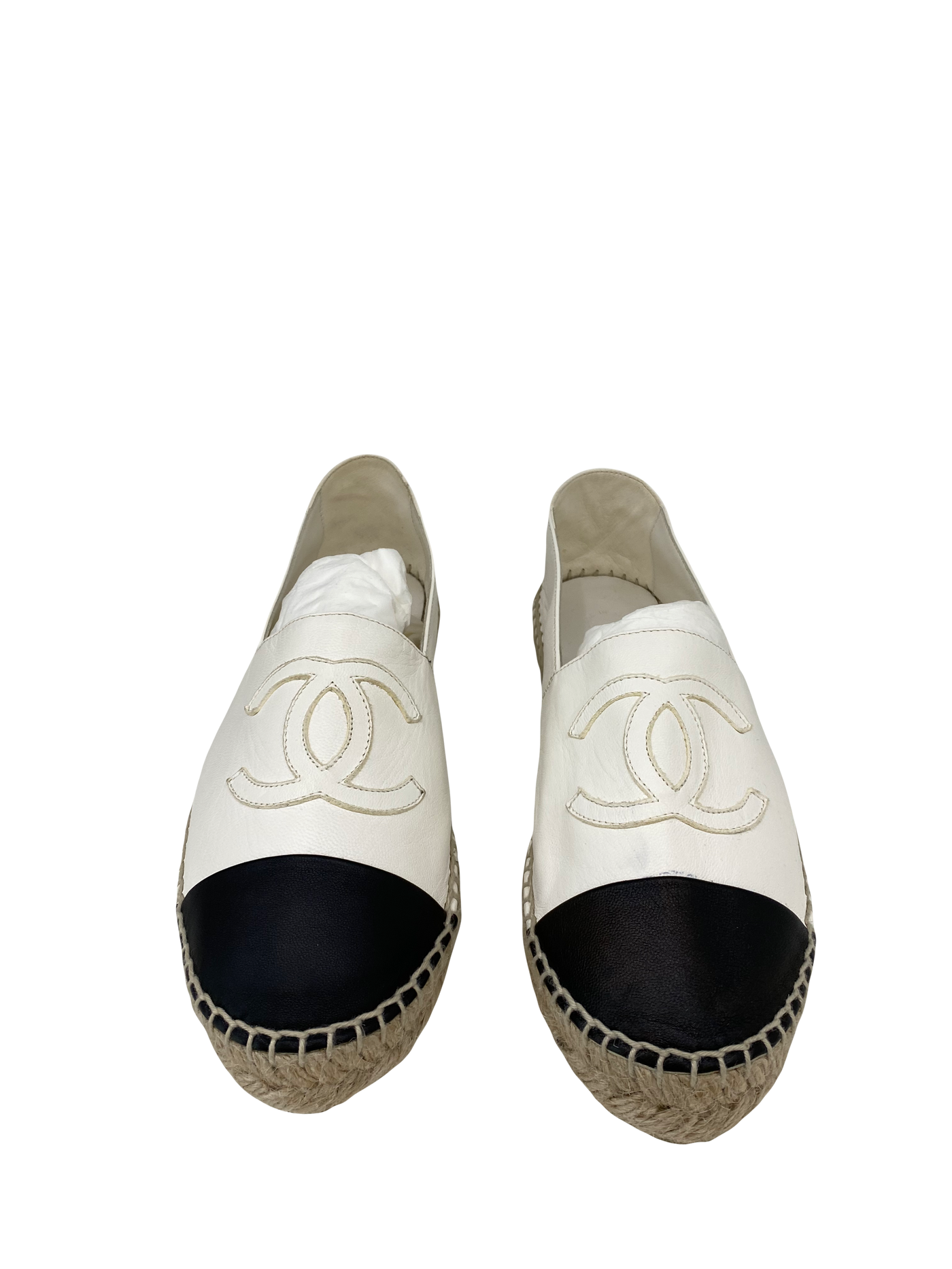 Chanel Espadrilles White Leather Size 37