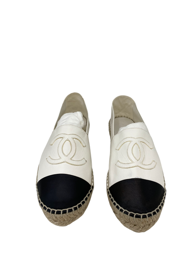 Chanel Espadrilles White Leather Size 37