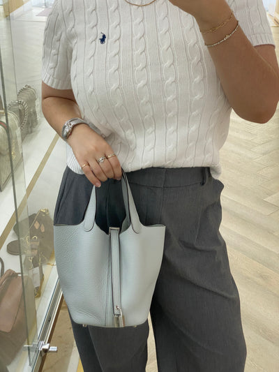 Hermes Picotin 18 Togo Bleu Pale PHW