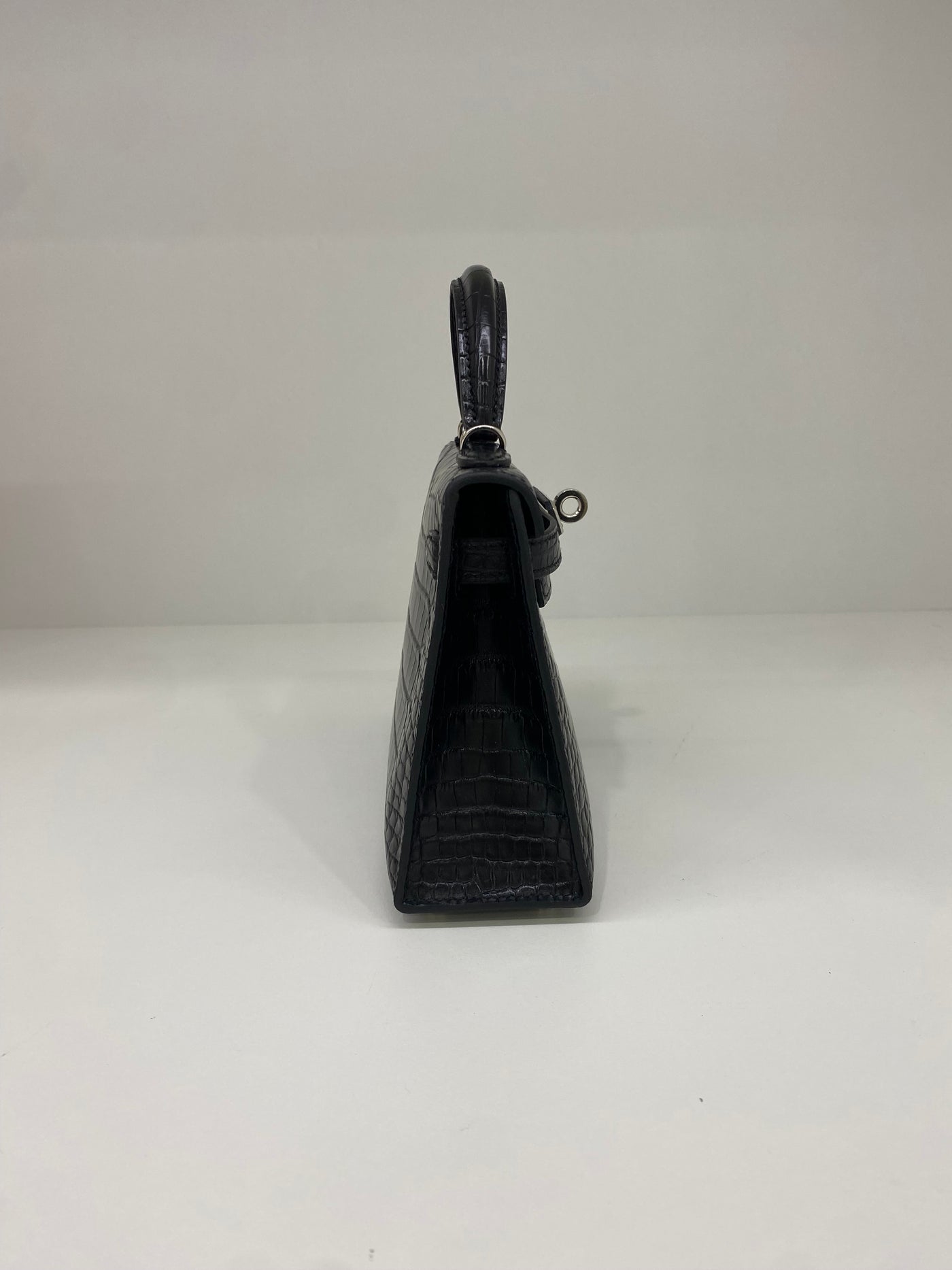 Hermes Mini Kelly Matte Mississippiensis Alligator Noir PHW