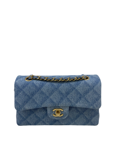 Chanel Denim Small Classic Flap CGHW (microchip)