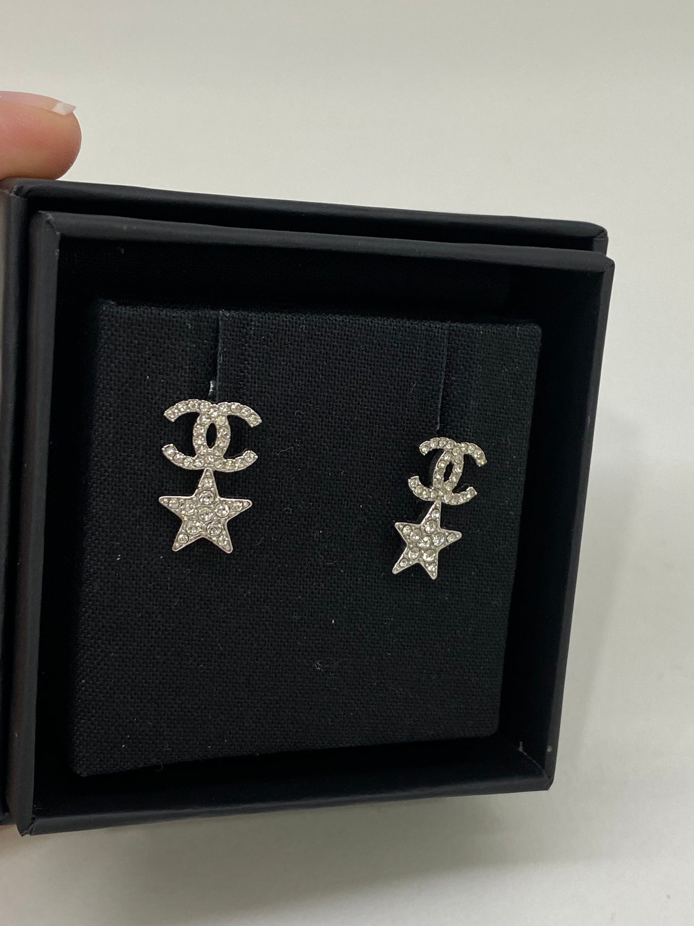 Chanel CC & Star Earrings Silver